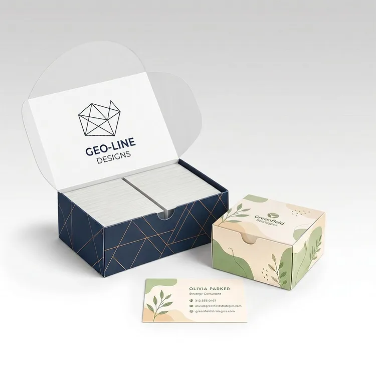 Business Card Boxes — illustrative concept