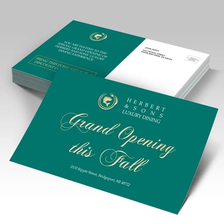 Raised Foil Postcards — illustrative concept