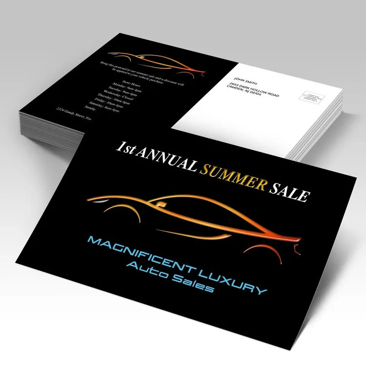 Raised Spot UV Postcards — illustrative concept