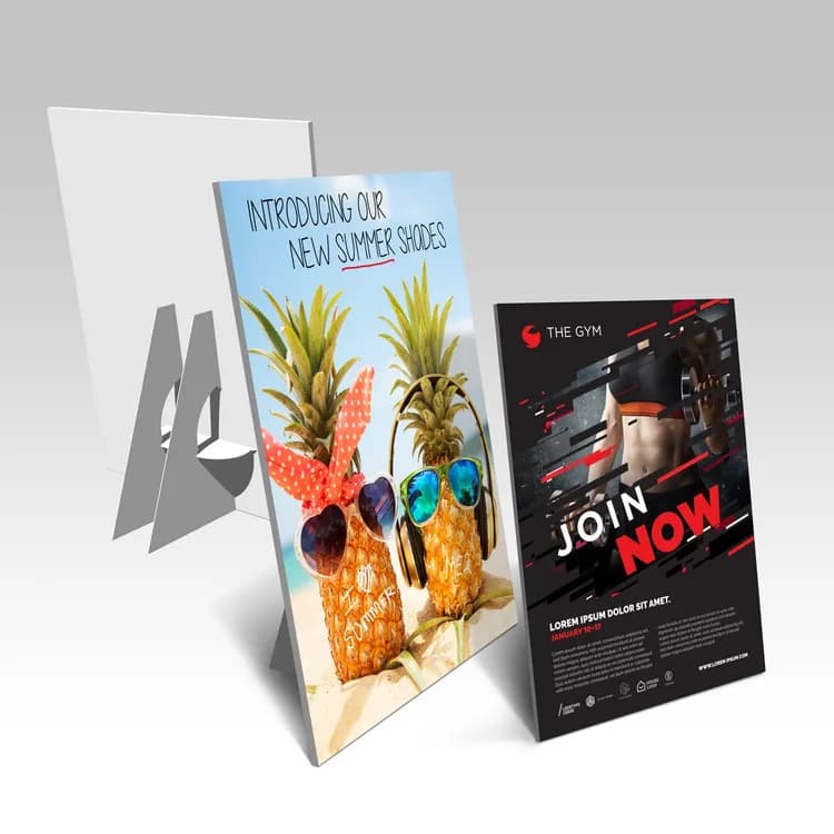 White PVC Counter Cards — illustrative concept