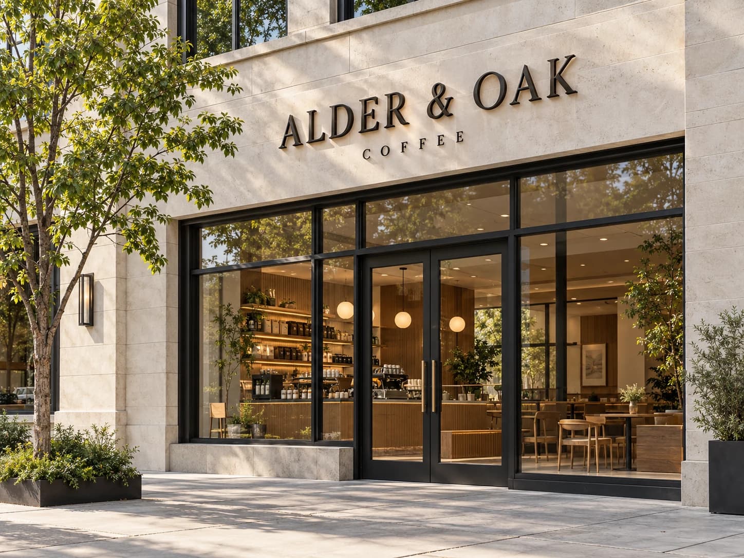 Alder & Oak storefront sign concept