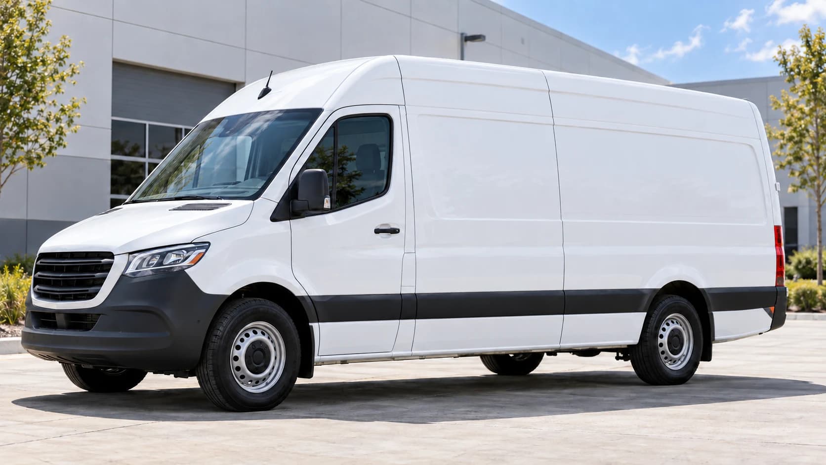 Before: the same van with plain white bodywork